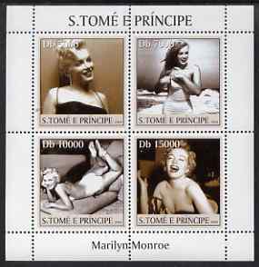 St Thomas & Prince Islands 2004 Marilyn Monroe perf sheetlet containing 4 values unmounted mint, Mi 2649-52