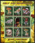 Malawi 2007 Owls & Mushrooms perf sheetlet containing 8 values plus label (Scout Centenary) unmounted mint