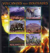 Malawi 2007 Volcanoes & Dinosaurs #1 perf sheetlet containing 6 values each with Scout Logo unmounted mint