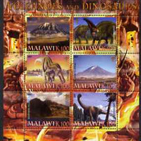 Malawi 2007 Volcanoes & Dinosaurs #2 perf sheetlet containing 6 values each with Scout Logo unmounted mint