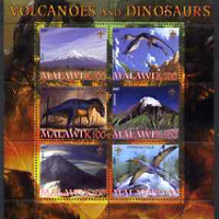 Malawi 2007 Volcanoes & Dinosaurs #3 perf sheetlet containing 6 values each with Scout Logo unmounted mint