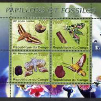 Congo 2007 Butterflies & Fossils #1 perf sheetlet containing 4 values unmounted mint