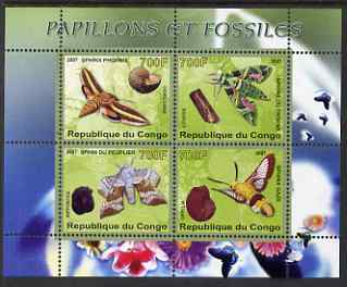 Congo 2007 Butterflies & Fossils #1 perf sheetlet containing 4 values unmounted mint