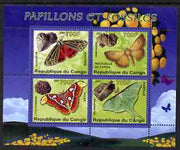 Congo 2007 Butterflies & Fossils #2 perf sheetlet containing 4 values unmounted mint