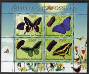 Congo 2007 Butterflies & Fossils #3 perf sheetlet containing 4 values unmounted mint