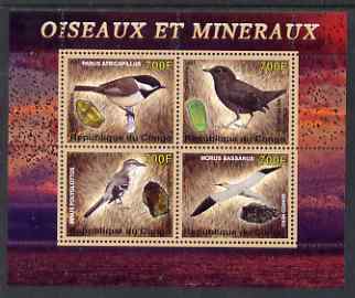 Congo 2007 Birds & Minerals #1 perf sheetlet containing 4 values unmounted mint