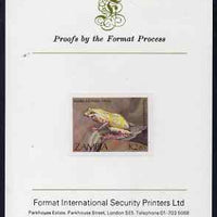 Zambia 1989 Reed Frog 2k85 imperf proof mounted on Format International proof card as SG 569