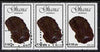 Ghana 1991 minerals 60c Iron Ore strip of 3 with part perfin 'T.D.L.R. SPECIMEN' (Note: blocks of 6 would be required to show the full perfin legend) unmounted mint ex De La Rue archive sheet