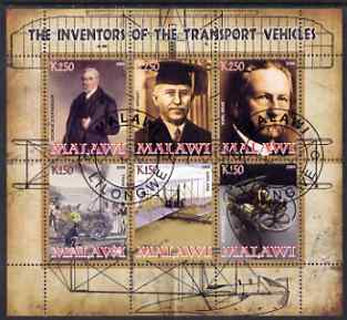 Malawi 2008 Transport Inventors #1 perf sheetlet containing 6 values fine cto used