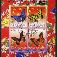 Malawi 2008 Butterflies perf sheetlet containing 4 values, each with Scout logo fine cto used