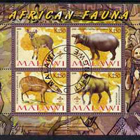 Malawi 2008 African Fauna perf sheetlet containing 4 values, each with Scout logo fine cto used