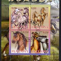 Malawi 2008 Horses perf sheetlet containing 4 values fine cto used