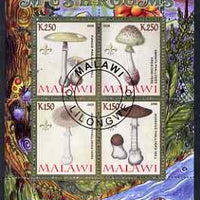 Malawi 2008 Fungi #1 perf sheetlet containing 4 values, each with Scout logo fine cto used