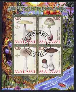 Malawi 2008 Fungi #1 perf sheetlet containing 4 values, each with Scout logo fine cto used