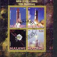 Malawi 2008 NASA 50th Anniversary perf sheetlet containing 4 values fine cto used