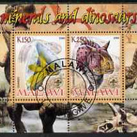 Malawi 2008 Minerals & Dinosaurs perf sheetlet #1 containing 2 values with Scout Logo fine cto used