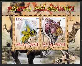 Malawi 2008 Minerals & Dinosaurs perf sheetlet #1 containing 2 values with Scout Logo fine cto used