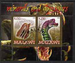 Malawi 2008 Minerals & Dinosaurs perf sheetlet #2 containing 2 values with Scout Logo fine cto used