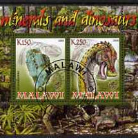 Malawi 2008 Minerals & Dinosaurs perf sheetlet #3 containing 2 values with Scout Logo fine cto used