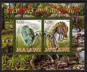 Malawi 2008 Minerals & Dinosaurs perf sheetlet #3 containing 2 values with Scout Logo fine cto used