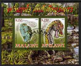 Malawi 2008 Minerals & Dinosaurs perf sheetlet #3 containing 2 values with Scout Logo fine cto used