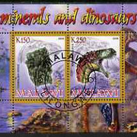 Malawi 2008 Minerals & Dinosaurs perf sheetlet #4 containing 2 values with Scout Logo fine cto used