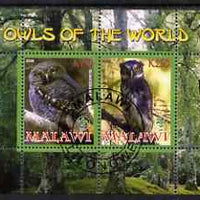 Malawi 2008 Owls of the World perf sheetlet #1 containing 2 values with Scout Logo fine cto used