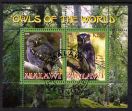 Malawi 2008 Owls of the World perf sheetlet #1 containing 2 values with Scout Logo fine cto used