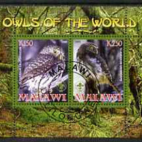 Malawi 2008 Owls of the World perf sheetlet #2 containing 2 values with Scout Logo fine cto used