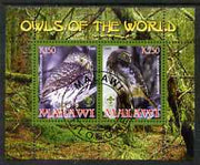 Malawi 2008 Owls of the World perf sheetlet #2 containing 2 values with Scout Logo fine cto used