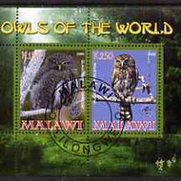 Malawi 2008 Owls of the World perf sheetlet #3 containing 2 values with Scout Logo fine cto used