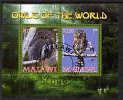 Malawi 2008 Owls of the World perf sheetlet #3 containing 2 values with Scout Logo fine cto used