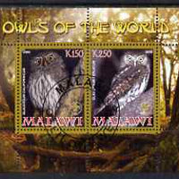 Malawi 2008 Owls of the World perf sheetlet #4 containing 2 values with Scout Logo fine cto used