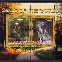 Malawi 2008 Owls of the World perf sheetlet #5 containing 2 values with Scout Logo fine cto used