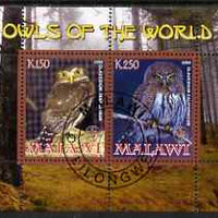 Malawi 2008 Owls of the World perf sheetlet #8 containing 2 values with Scout Logo fine cto used