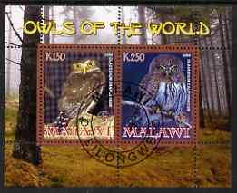 Malawi 2008 Owls of the World perf sheetlet #8 containing 2 values with Scout Logo fine cto used