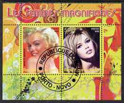 Benin 2008 Famous Women perf sheetlet containing 2 values (Marilyn & Brigitte Bardot) fine cto used