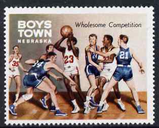 Cinderella - United States Boys Town, Nebraska unmounted mint label showing boys playing basketball