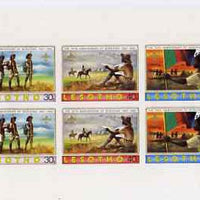 Lesotho 1982 75th Anniversary of Scouting imperf sheetlet containing 2 sets of 5 unmounted mint but slight wrinkles, SG 474-8