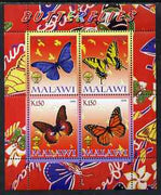 Malawi 2008 Butterflies perf sheetlet containing 4 values, each with Scout logo unmounted mint