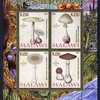 Malawi 2008 Fungi #1 perf sheetlet containing 4 values, each with Scout logo unmounted mint