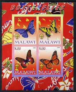 Malawi 2008 Butterflies imperf sheetlet containing 4 values, each with Scout logo unmounted mint