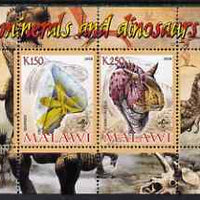 Malawi 2008 Minerals & Dinosaurs perf sheetlet #1 containing 2 values with Scout Logo unmounted mint