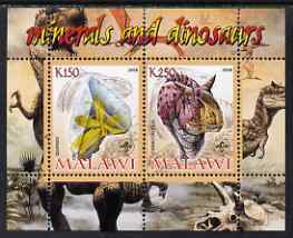 Malawi 2008 Minerals & Dinosaurs perf sheetlet #1 containing 2 values with Scout Logo unmounted mint