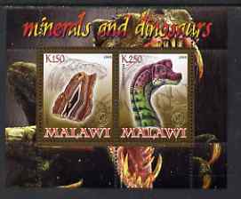 Malawi 2008 Minerals & Dinosaurs perf sheetlet #2 containing 2 values with Scout Logo unmounted mint