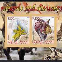 Malawi 2008 Minerals & Dinosaurs imperf sheetlet #1 containing 2 values with Scout Logo unmounted mint