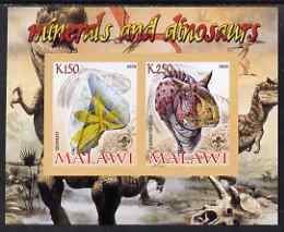 Malawi 2008 Minerals & Dinosaurs imperf sheetlet #1 containing 2 values with Scout Logo unmounted mint