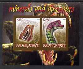 Malawi 2008 Minerals & Dinosaurs imperf sheetlet #2 containing 2 values with Scout Logo unmounted mint