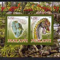 Malawi 2008 Minerals & Dinosaurs imperf sheetlet #3 containing 2 values with Scout Logo unmounted mint