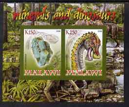 Malawi 2008 Minerals & Dinosaurs imperf sheetlet #3 containing 2 values with Scout Logo unmounted mint